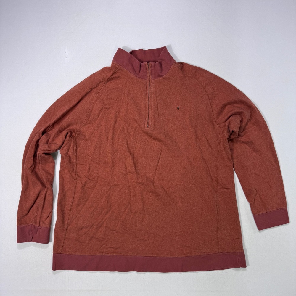 Criquet Mens XXL 1/4 Zip Pullover Sweatshirt Burnt Orange Cotton Long Sleeve